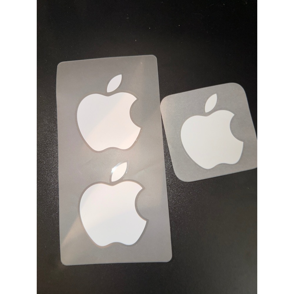 Apple Logo Decal Stickers Classic White Vinyl Tech Accessory Set of 3